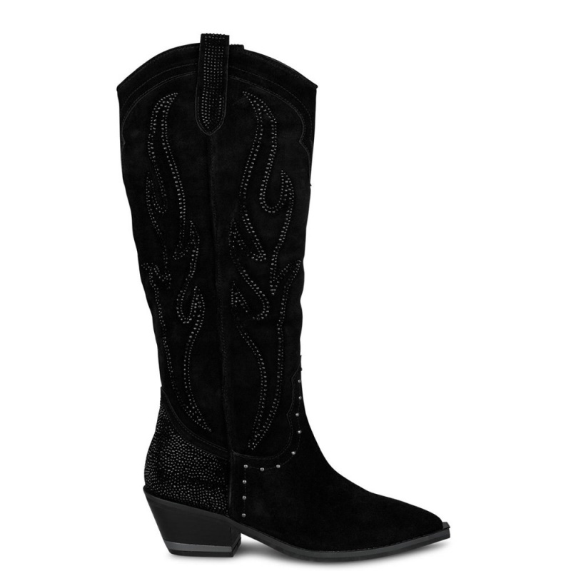 Bottes Cowboy Alma En Pena Embellished With Rhinestones Blanche Noir Femme | QXT-78665946